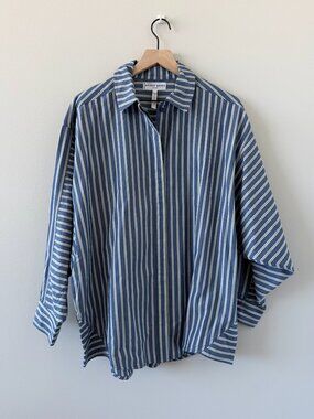 Apiece Apart Kaarina Dolman Button Down Indigo Stripe Shirt